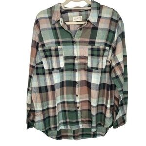 UNIVERSAL Thread Green Plaid Button Down Size XL